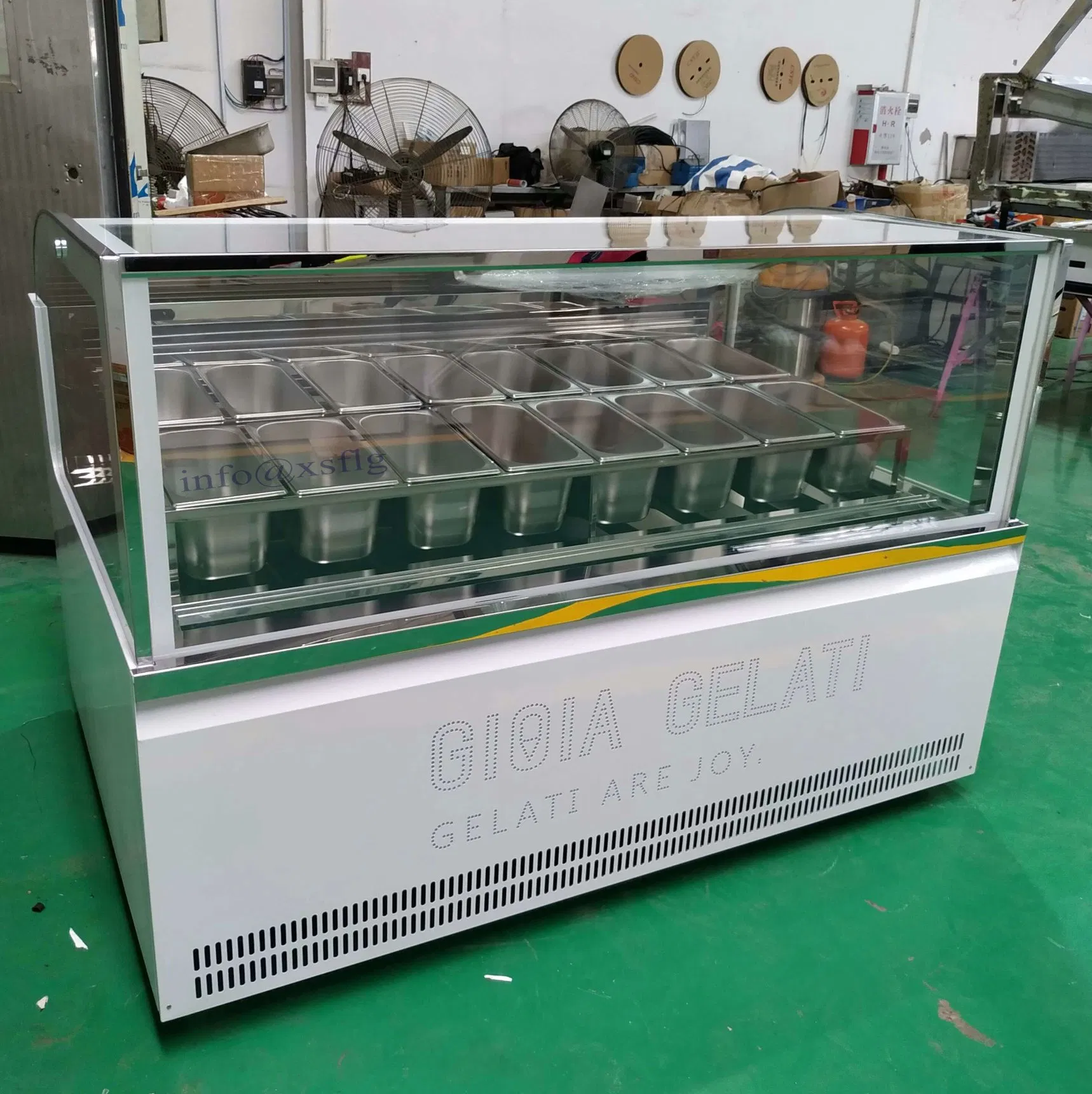 -4f Air-Cooling Design Commercial Italian Style Gelato Ice Cream Display Showcase Freezer with CE