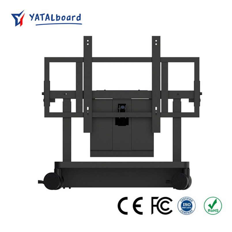 Floor Standing Electric Lift Mobile TV Stand with Wheels for Interactive Flat Panel