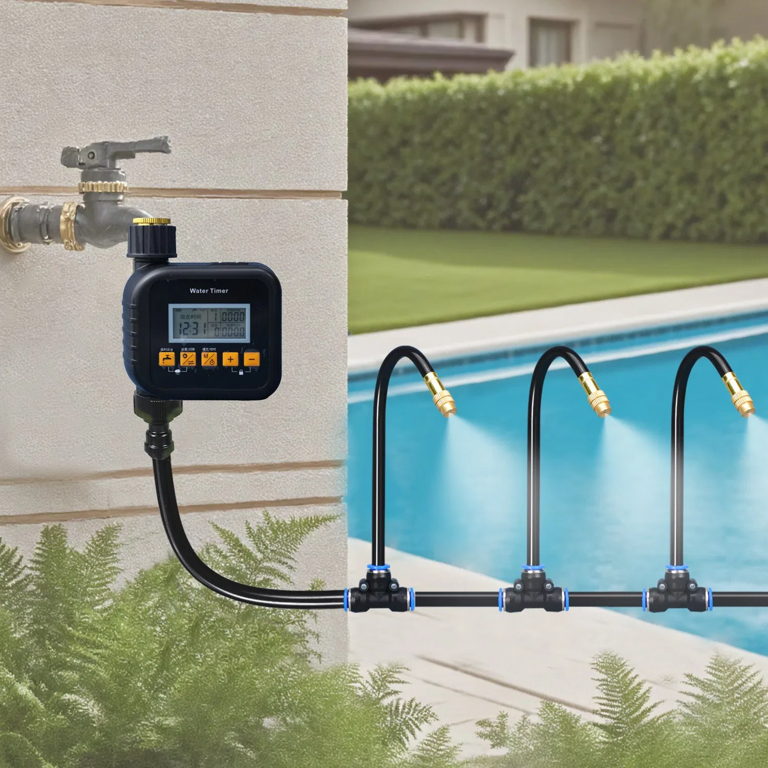 Advanced 5m to 20m Automatic Drip Irrigation System with Atomizing Nozzle Sprinkler System for Gardens and Lawns