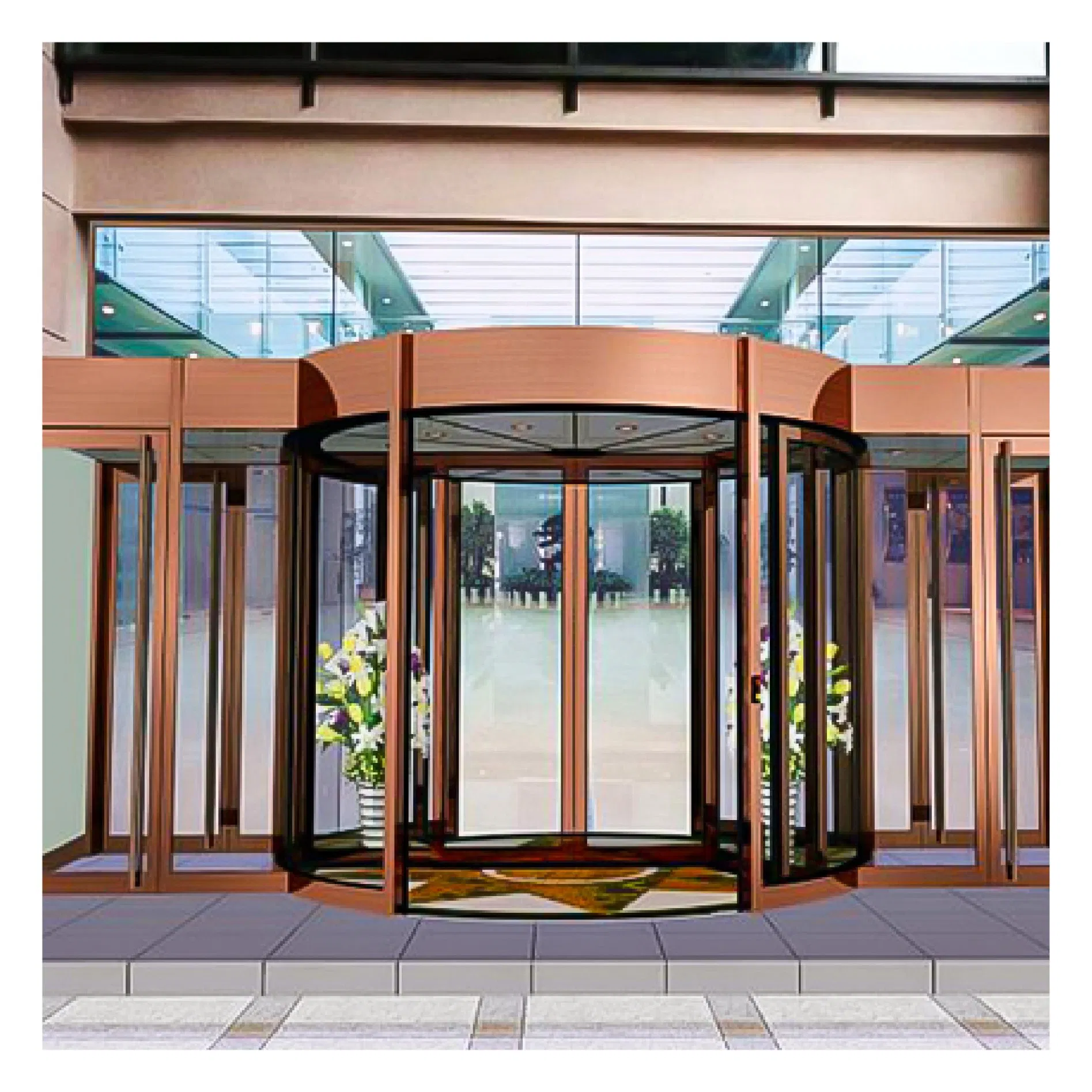 High Quality Automatic Revolving Glass Door for Hotels/Shopping Malls/Office Buildings