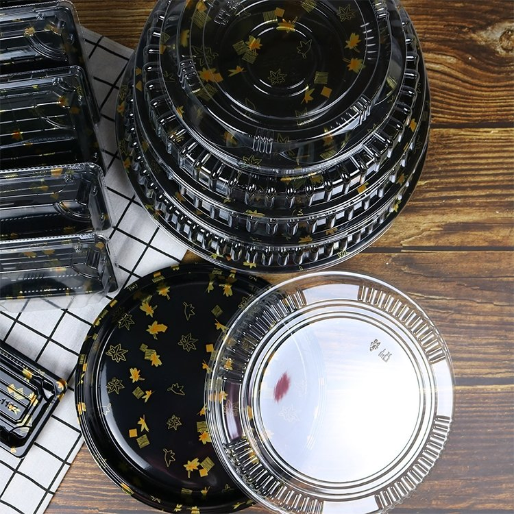 Recyclable Plastic Container Sushi Tray with Lid for Takeaway