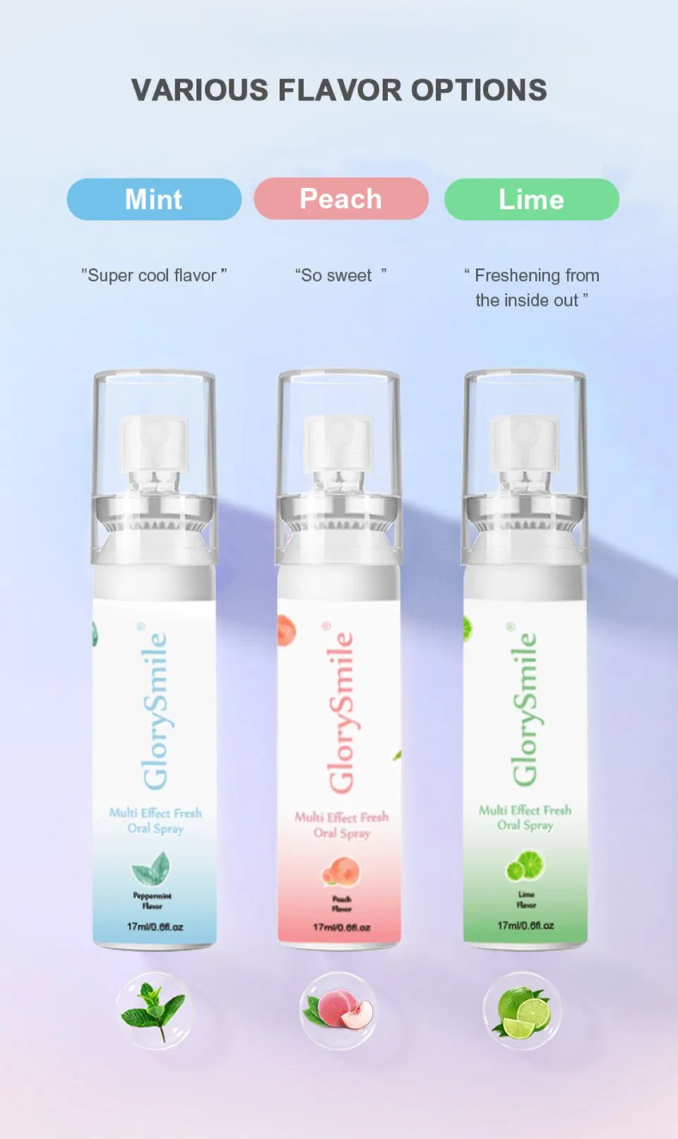 0 Alcohol Mint Flavor Portable Oral Refreshing Mouth Spray Reduce Odor Breath Fresheners Custom Logo