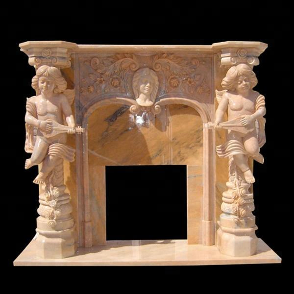 Indoor Classic Decorative Marble Antique Double Fireplace Mantel