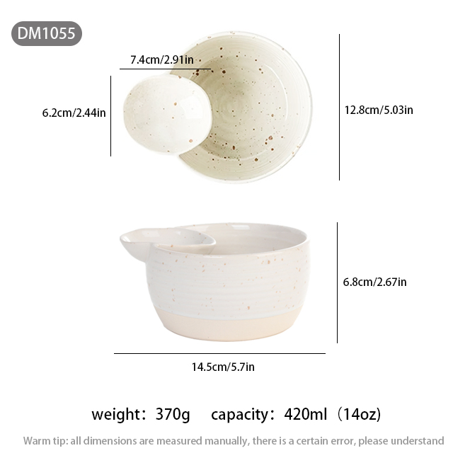 Ceramic White Chip and DIP Cereal Bowl Breakfast Soup and Side Cracker Dishes Sets Soup and Sandwich Bread Dipping Bowls