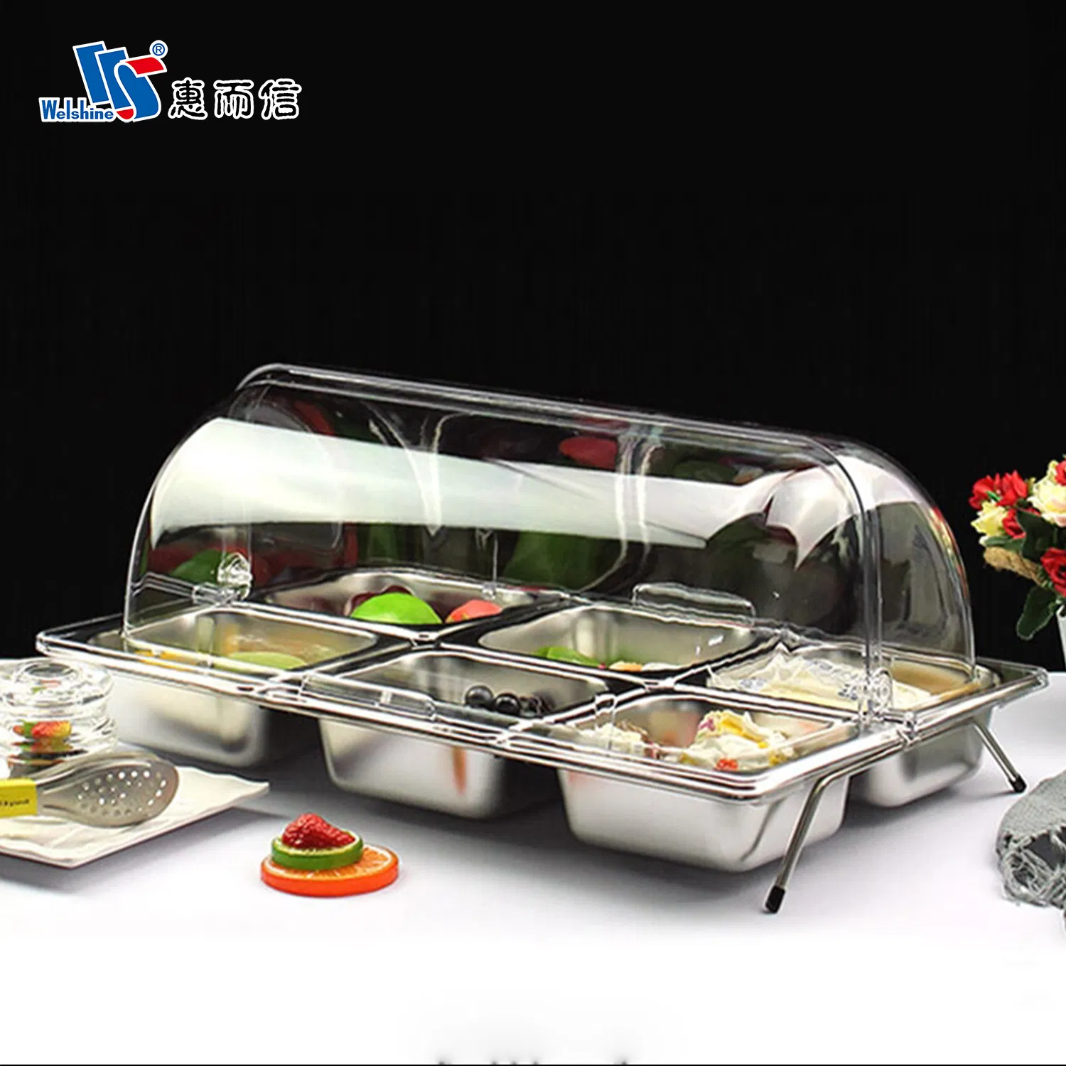 Flip-Open Clear PC Display Stackable Plate Restaurant Food Cover