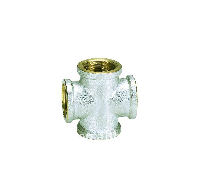 Nickel-Plated Screw Fitting - Cross F/F/F/F