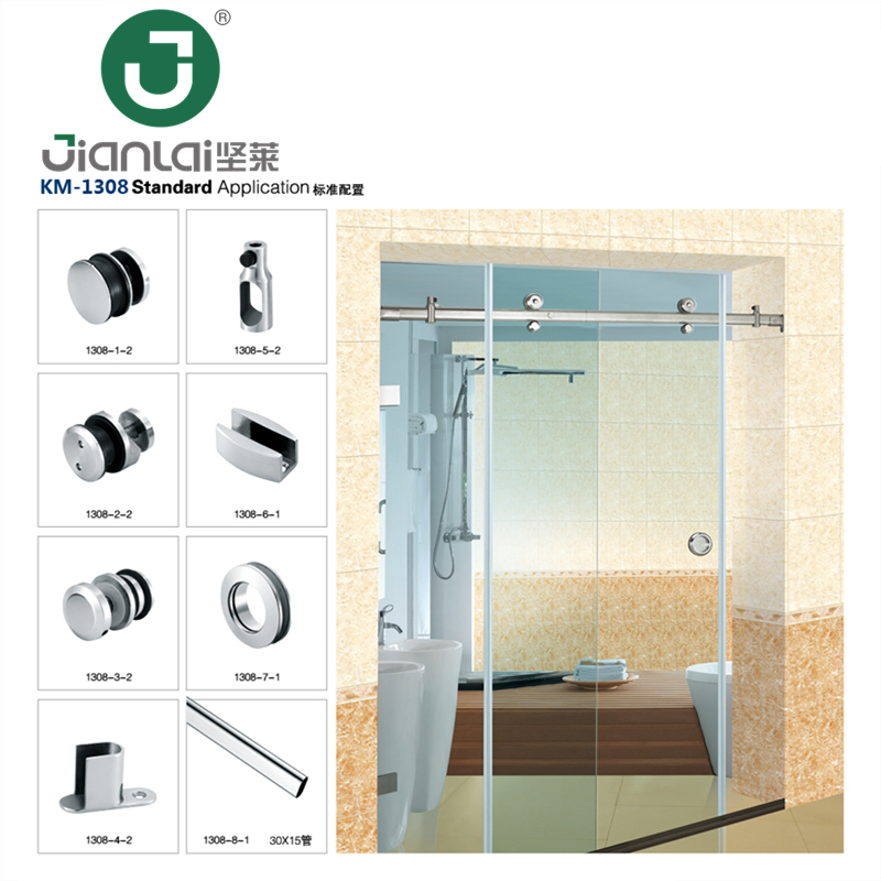 Hotel Bathroom Glass Encloser Stainless Steel Fitting Wholesale