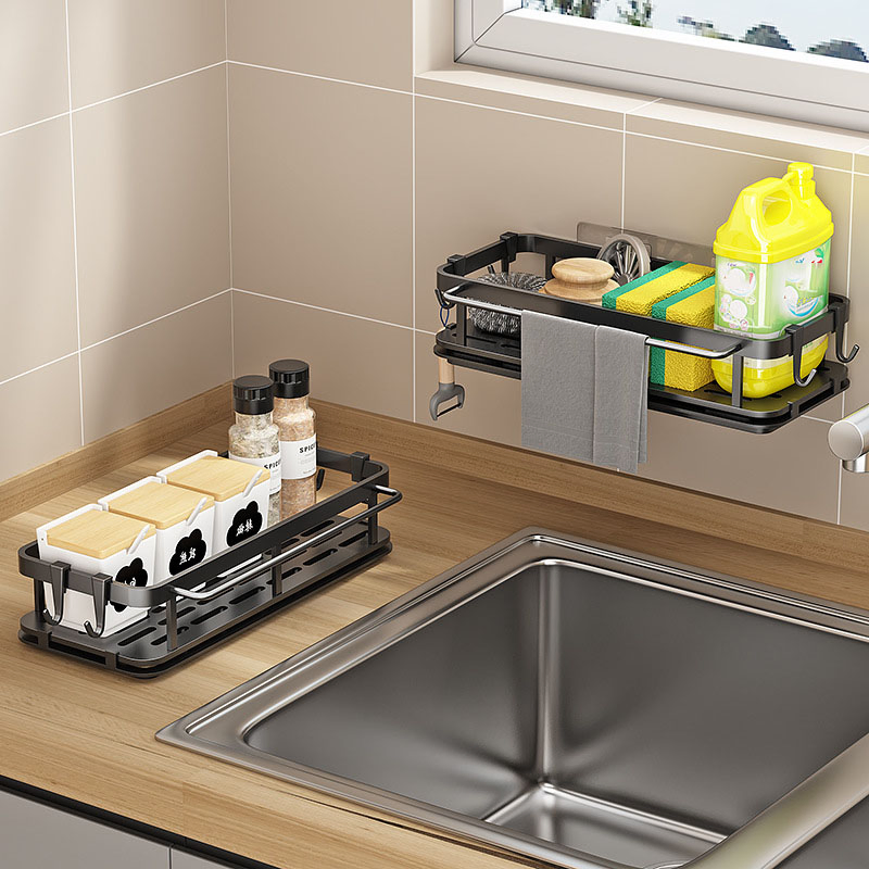 Hot Sale Multifunctional Stainless Steel Kitchen Cleaning Drain Rack Wall-Mounted Storage Multi-Layer Spice Rack