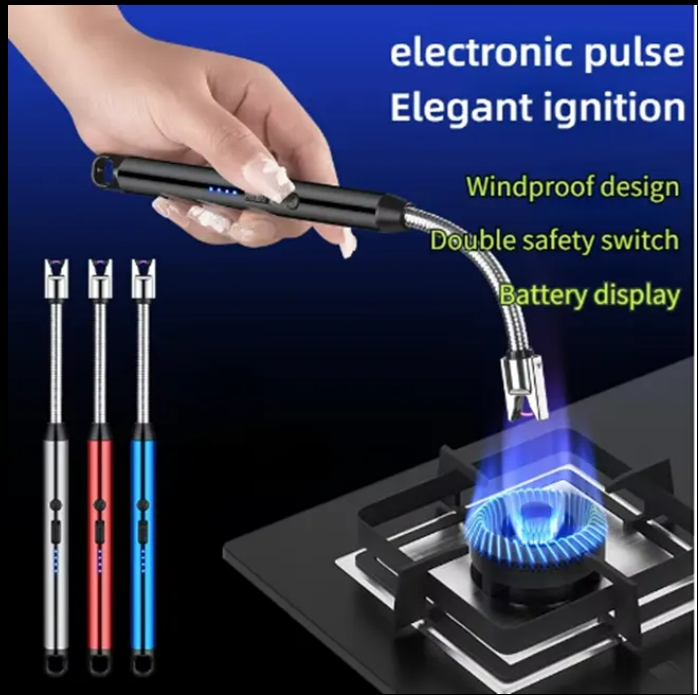 Ignition Pulse Windproof Flameless Plasma Lighter USB Rechargeable Kitchen BBQ Lighter Lighter Electric Pulse Igniter