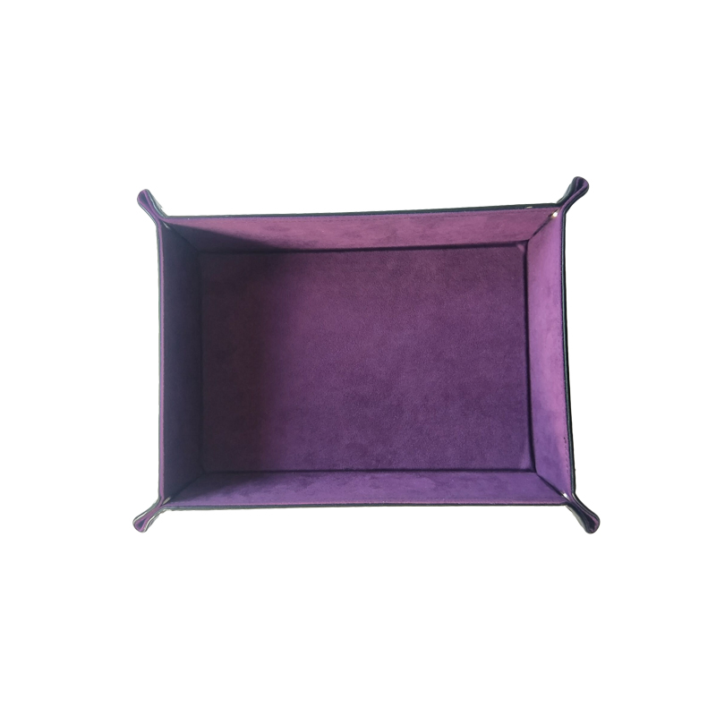 Custom Square Shaped Dice Tray Rectangle Foldable PU Leather Portable Dice Rolling Tray