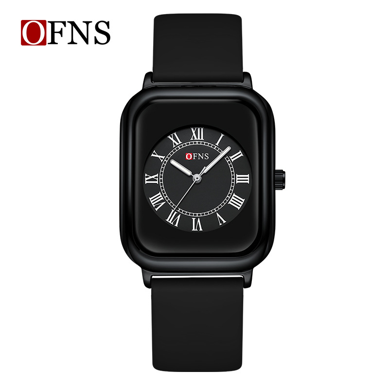 Ofns Vintage Square Quartz Watch Roman Numerals Waterproof Luminous Elegant Ladies Watch