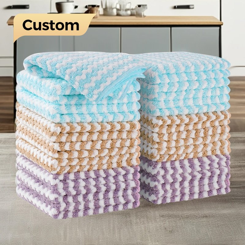 Hot Selling Washable Reusable Lightweight Colorful Striped Kitchen Dish Towel for Home Chef Catering Business Wiping Hands