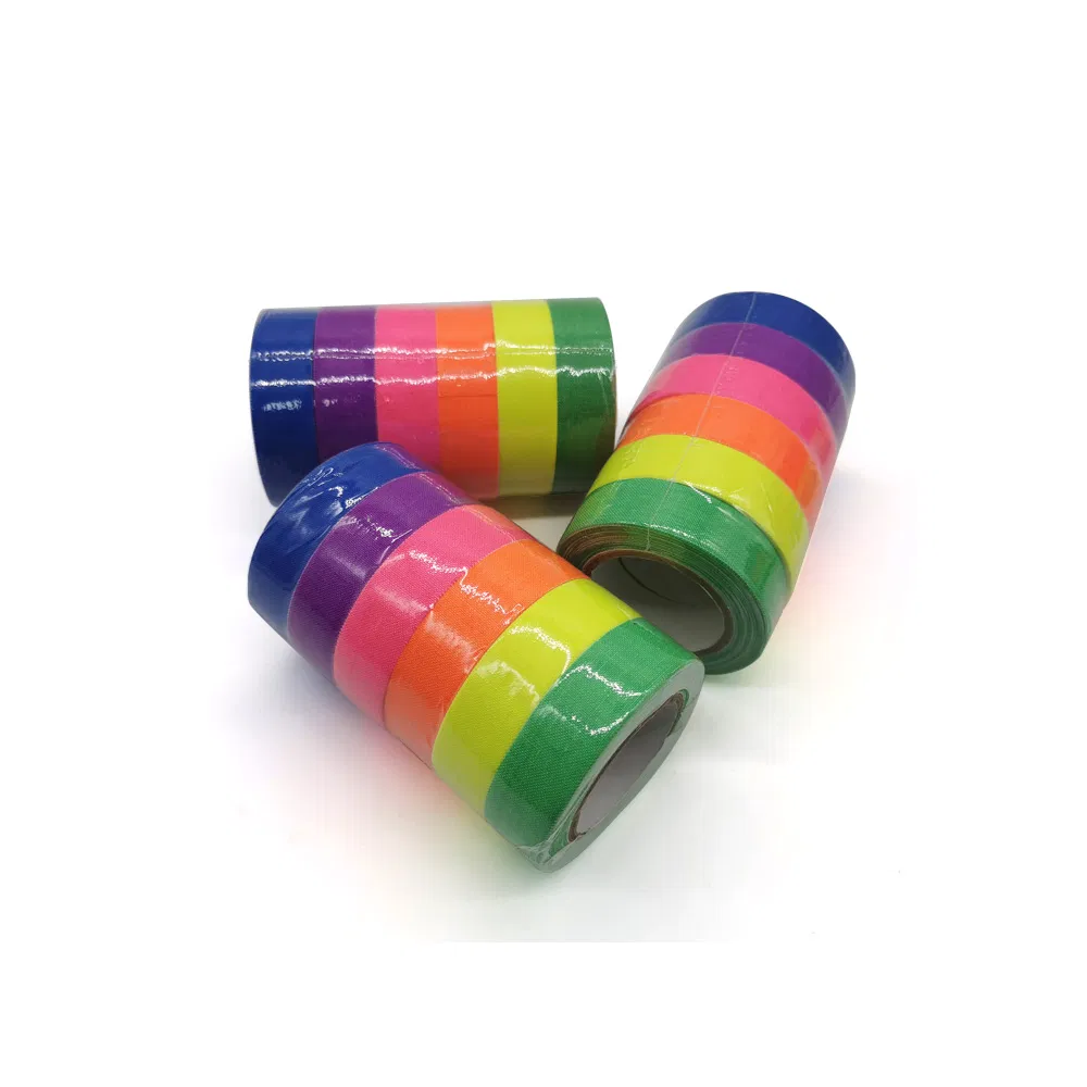 Rolls Neon Gaffer Cloth Tape Fluorescent UV Black Glow in Dark Tape Fluorescent Cloth Tape for Stage Decoration