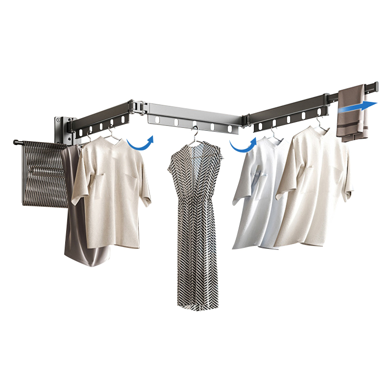 2025 New Trend No Drilling Black Coated Stainless Steel Retractable Ceiling Laundry Clothes Hanger Lines for Closet
