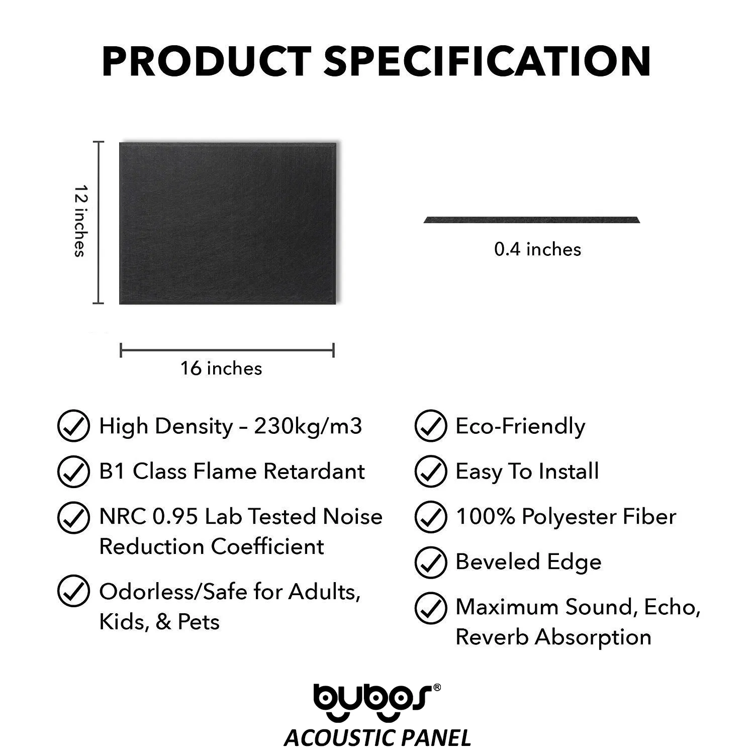Bubos High Density Pet Acoustic Panel