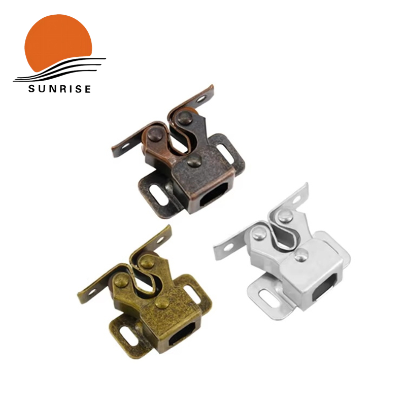 Double Roller Catch Cabinet Door Clip Cupboard Cabinet Door Closet Latch Brown Ste