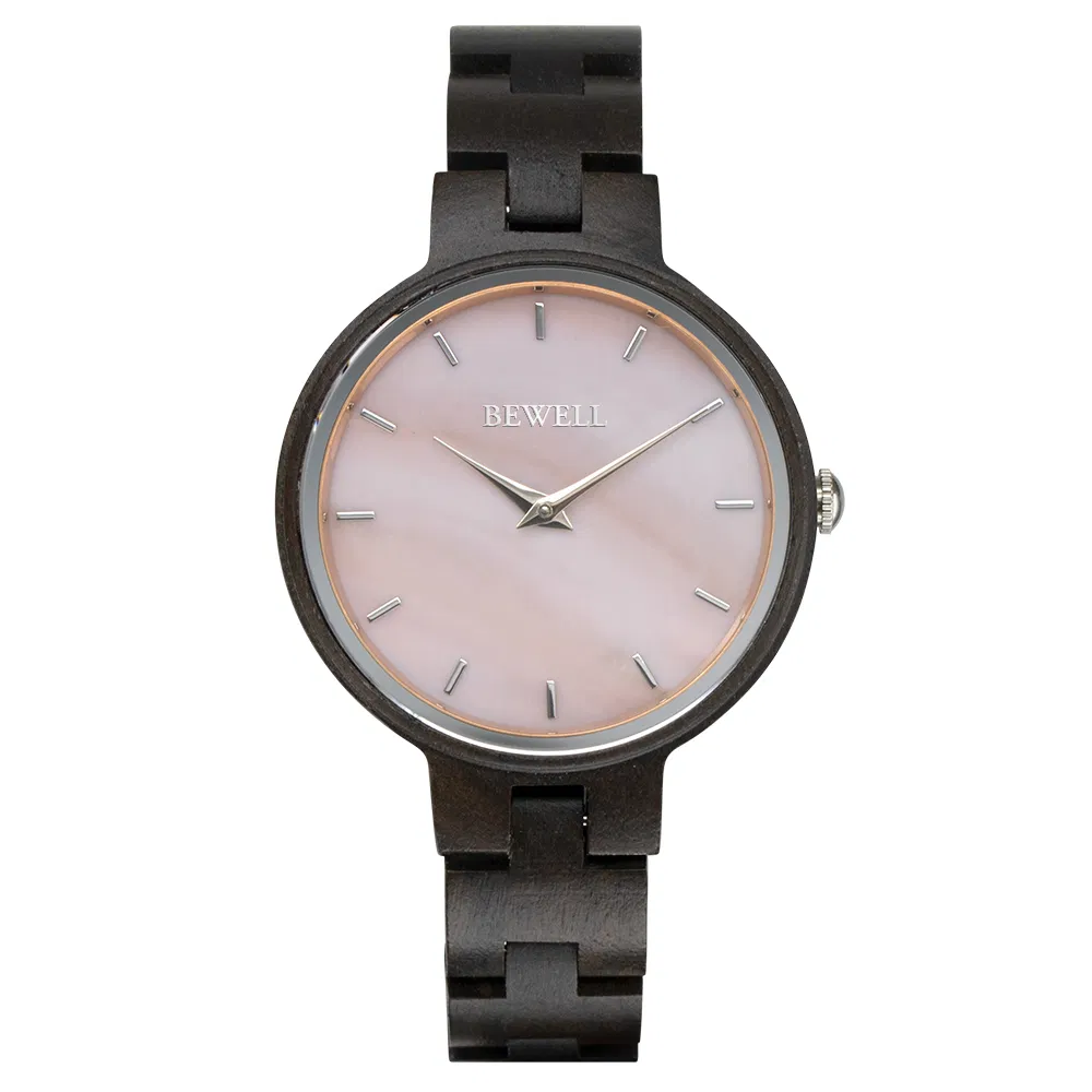 2024 Handmade Customized Wood Women Watch Custom Logo Sapphire Glass Wooden Watches Marble Dial Wood Engraved Watch for Women