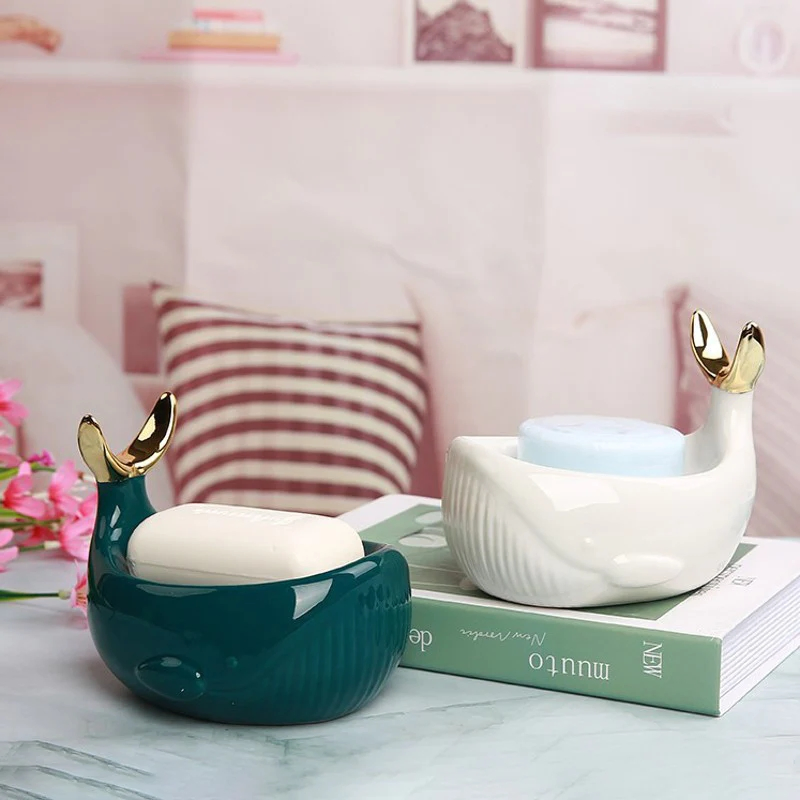 Whale Shaped Soap Dish Ceramic Soap Dish Keep Soap Dry