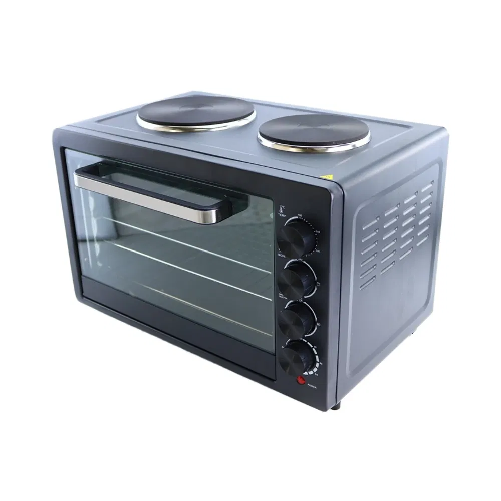 50L Stainless Steel Electric Countertop Oven with Visual Glass Door Multifunctional for Households
