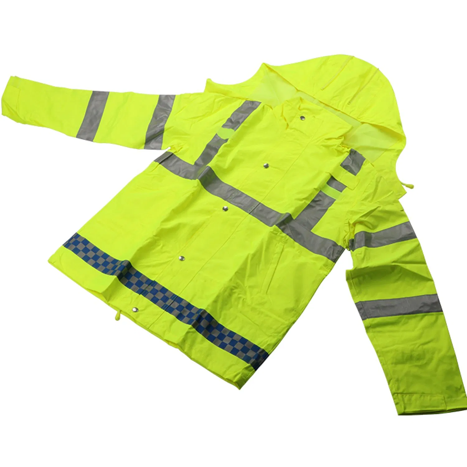 Waterproof High Visibility Reflective Stripe Raincoat 300d Oxford Fabric