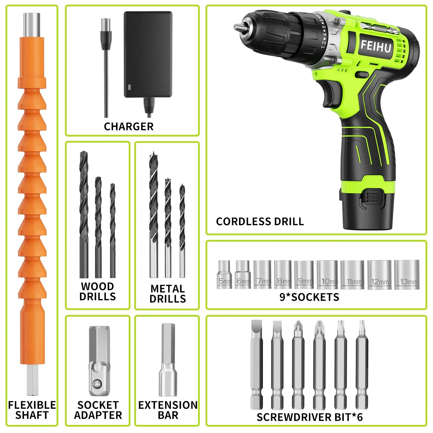 Беспроводной шуруповерт Feihu с бесщеточным мотором