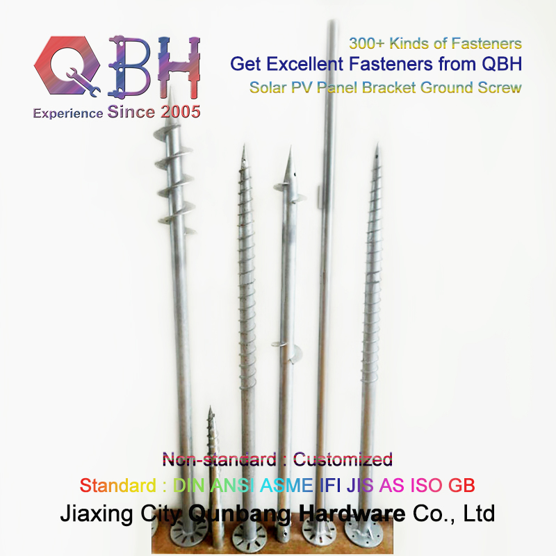 Qbh Customized HDG Hot Galvanized Solar Photovoltaic PV Power Energy Panel Mounting System Earth Ground Screw Pole Post Anchor Bolt