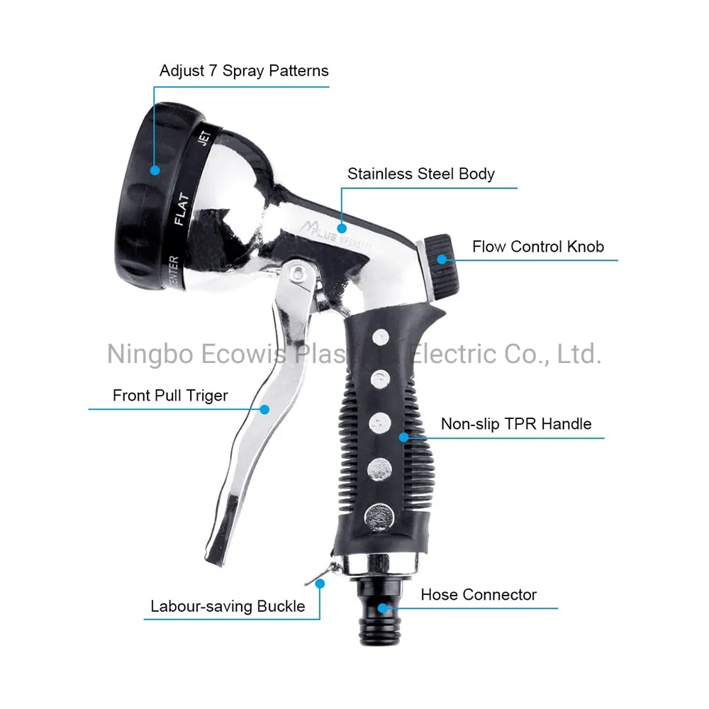 Water Hose Connect 7 Pattern Garden Pistol Spray Nozzle