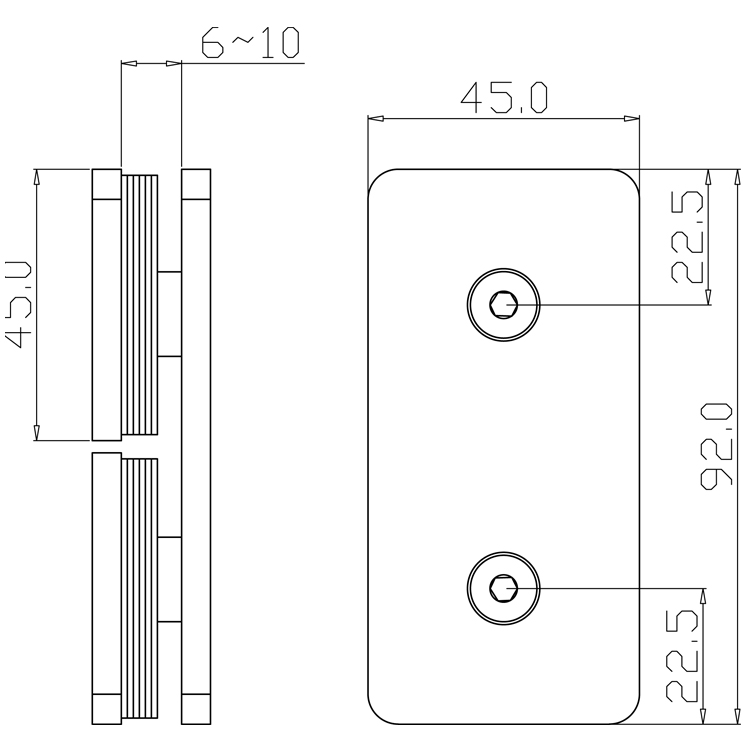 Best Quality Brass Round Edge Square 180 Degree Glass to Glass Connector Glass Shower Door Clamp Supplier