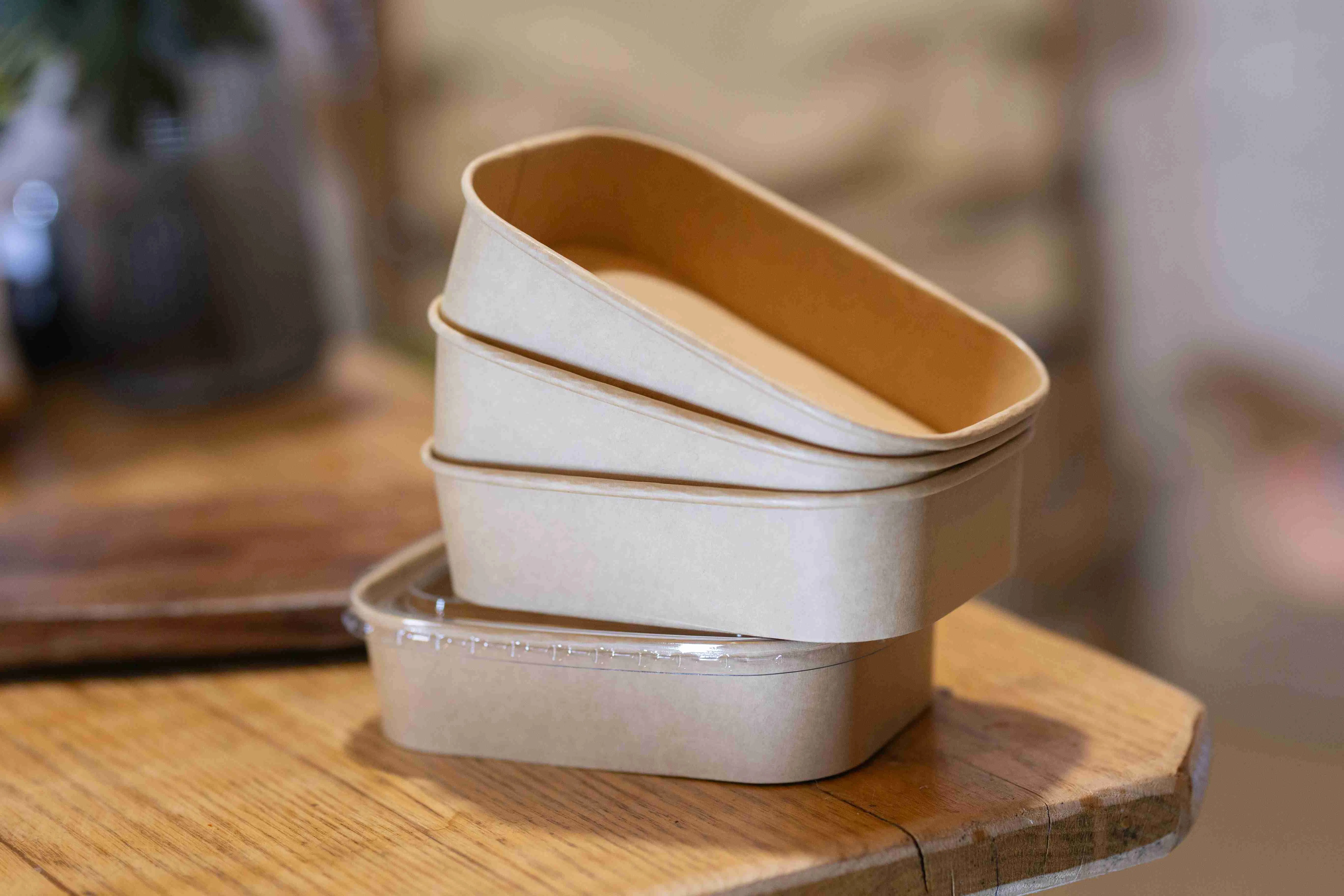 PE PLA Water-Based Coating Rectangular Square Paper Bowl Paper Food Box Container Packaging