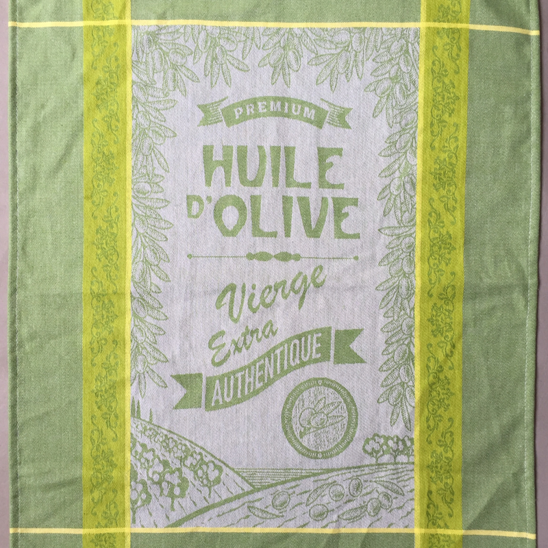 100% Cotton Green Jacquard Yarn Dyed Kitchen Towel with French Olive
