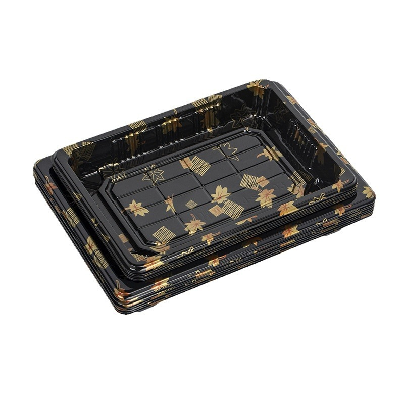 Portable Golden Food Grade Disposable Plastic Tray for Sushi Serving