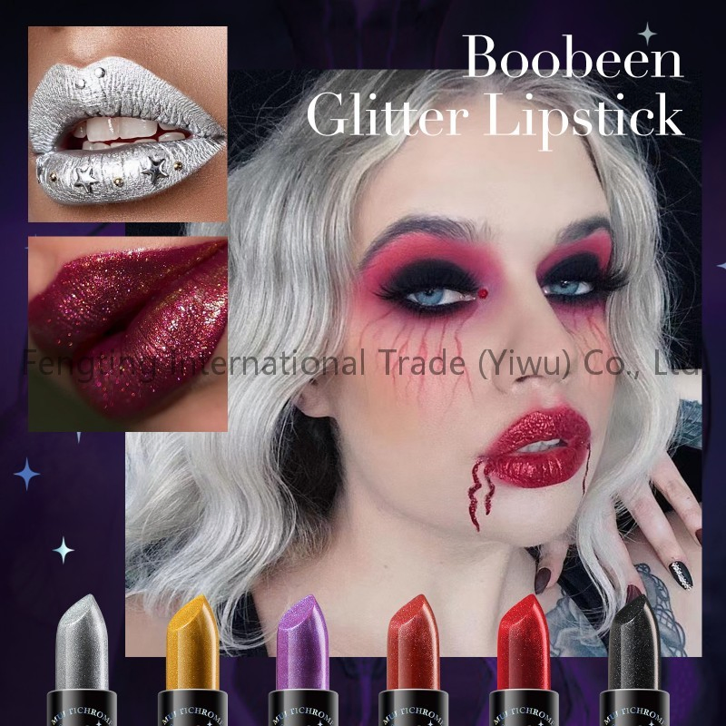 Halloween Vampire Makeup Custom Logo Private Long Lasting Moisturizing Hydrating Waterproof Sparkle Shining Glitter Pearl Diamond Lipstick