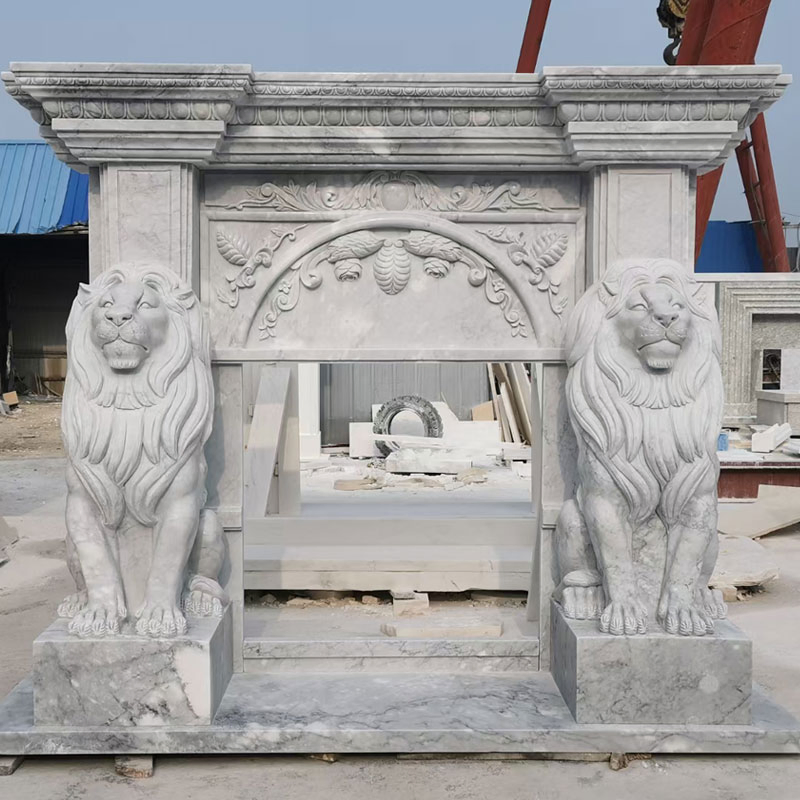 Elegant Marble Stone Fireplace Mantel Surround