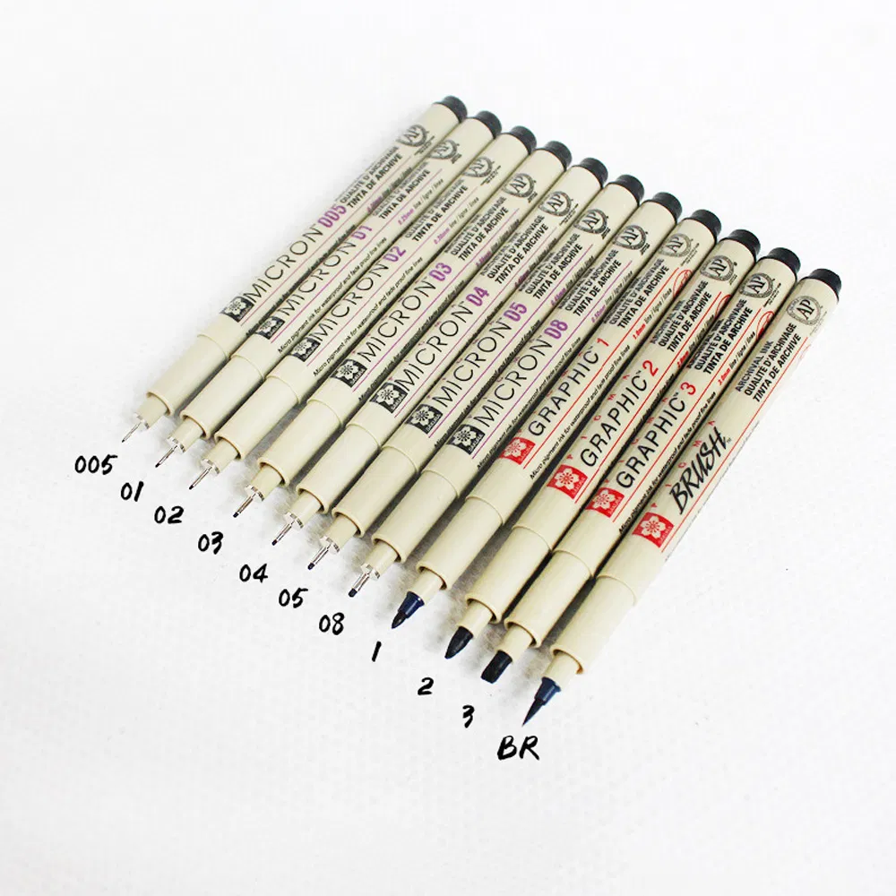 Waterproof Sakura Draw Fine Line Micron Sketching Marker Needle Nail Art Pen for Artist Designer Architect