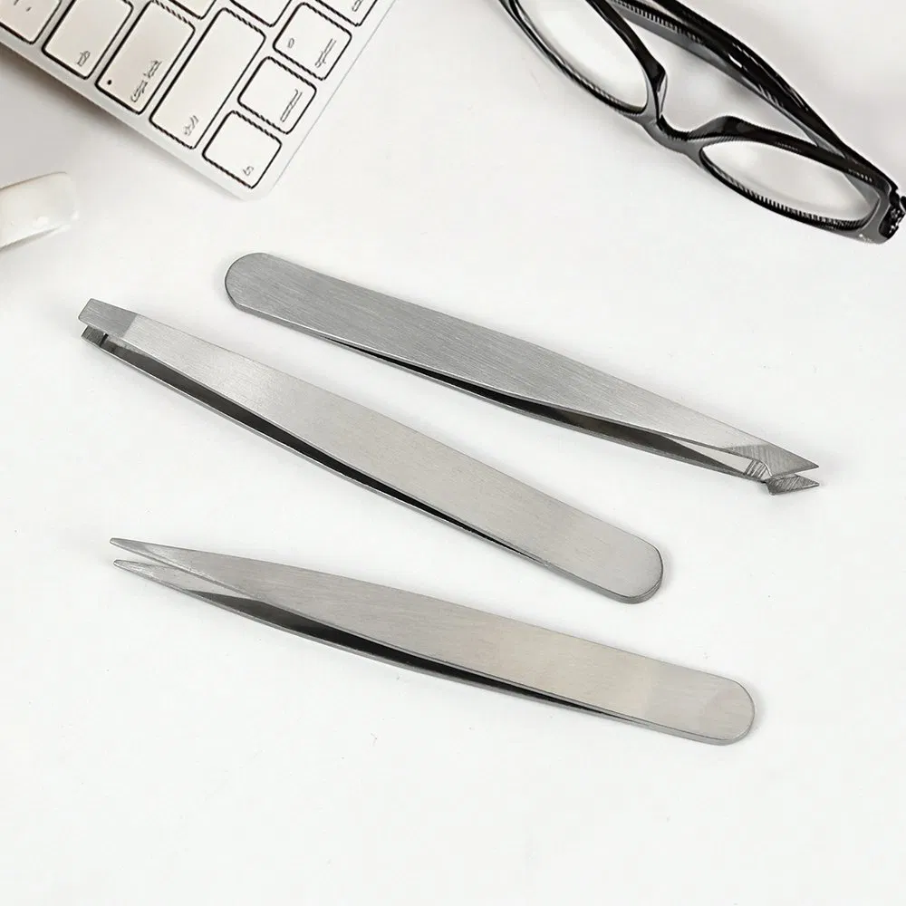 Stainless Steel Squared Lash Eyebrow Rounded Applicator Pointed Lashes Slanted Eyelash Extension Tweezers