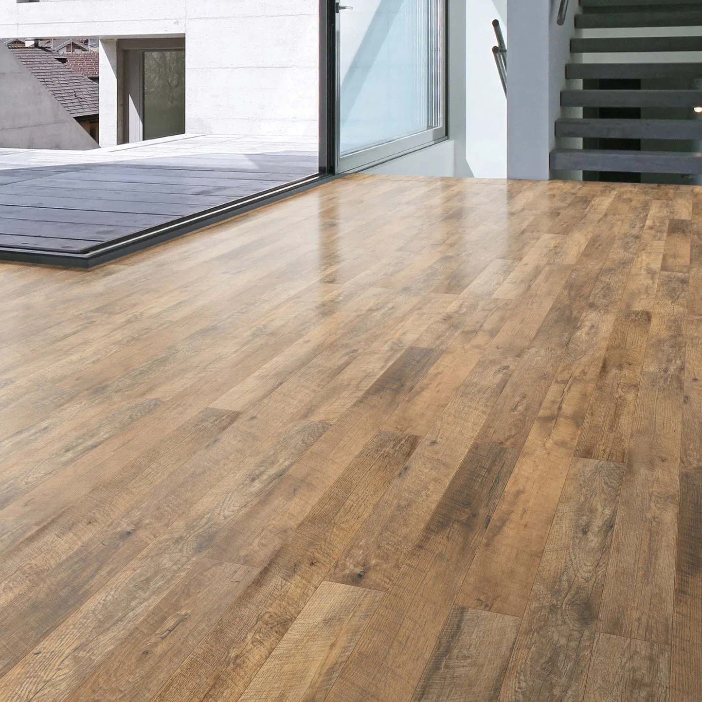 10mm Timber Laminate Flooring Fire Resistant V-Groove Laminated Flooring