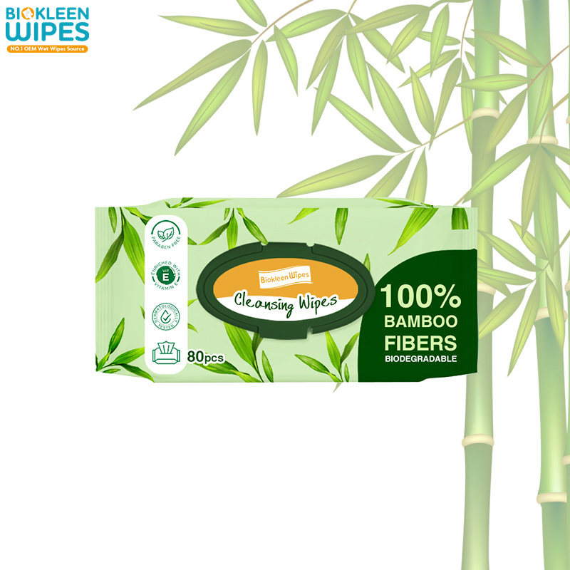 Biokleen Customized Logo Bamboo Water Wipes Sensitive Skin Toallitas Desmaquillantes Organic 100% Biodegradable Plant-Based Bamboo Cloth Babi Wipe