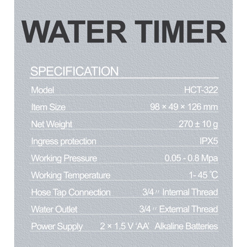 Smart 1-Zone Automatic Water Timer for Efficient Garden Irrigation Hct-322
