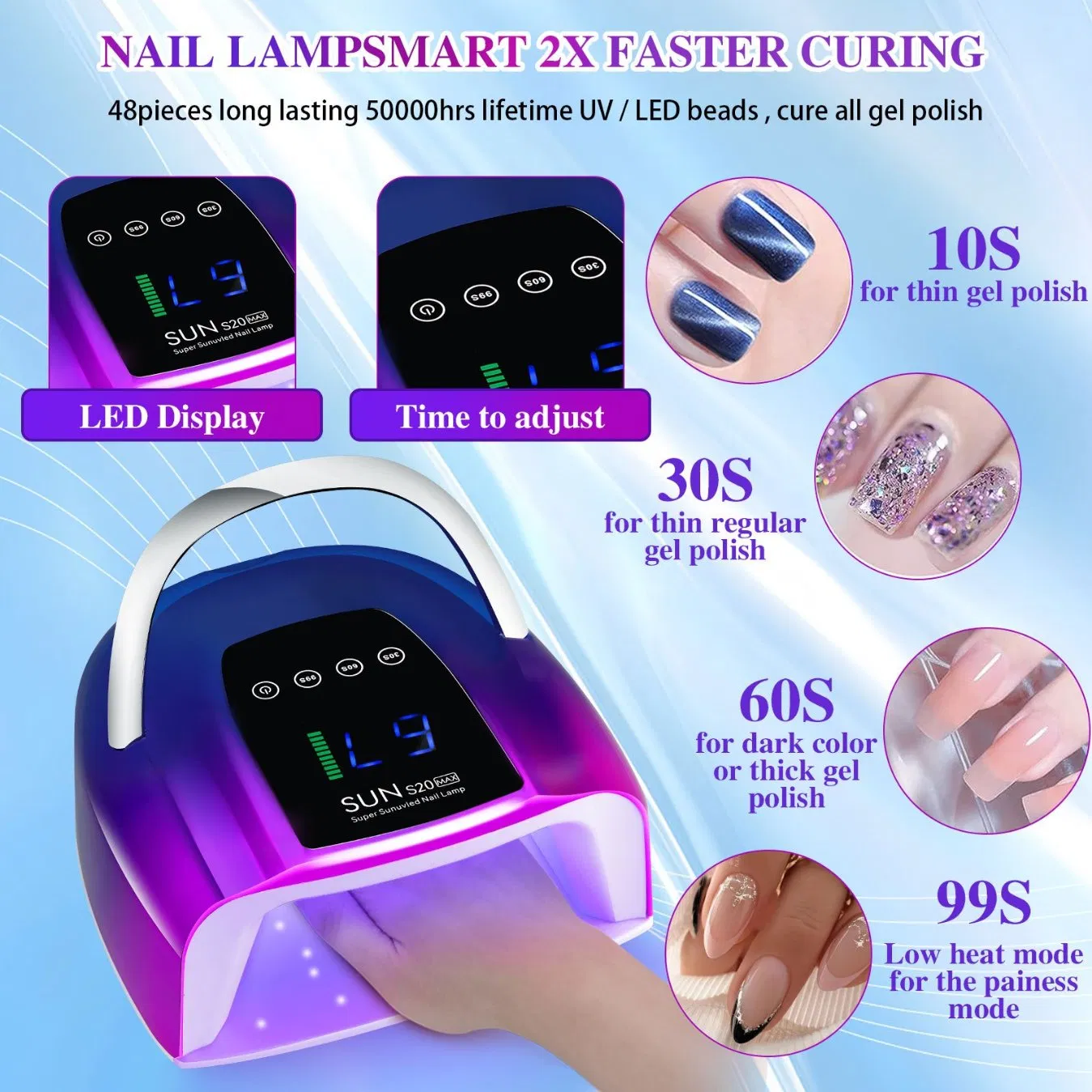Wholesalse High Quality New Design 24 Lamp Beads Cure Gel LED Light LED UV Nail Lamp for Gel Polish
