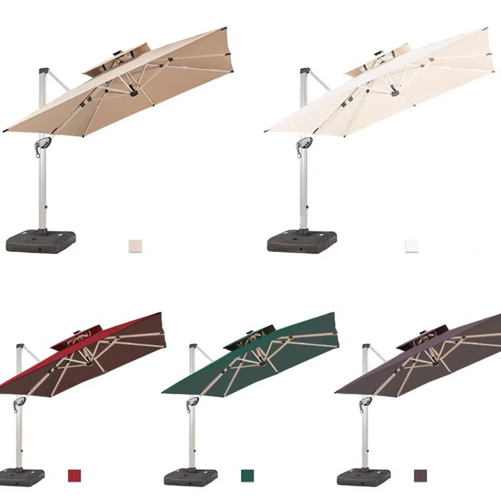 Business/Courtyard Luxury Aluminum Pole Umbrella Frame Single Headed Double Layer Floor Standing Outdoor Sunshade Umbrella