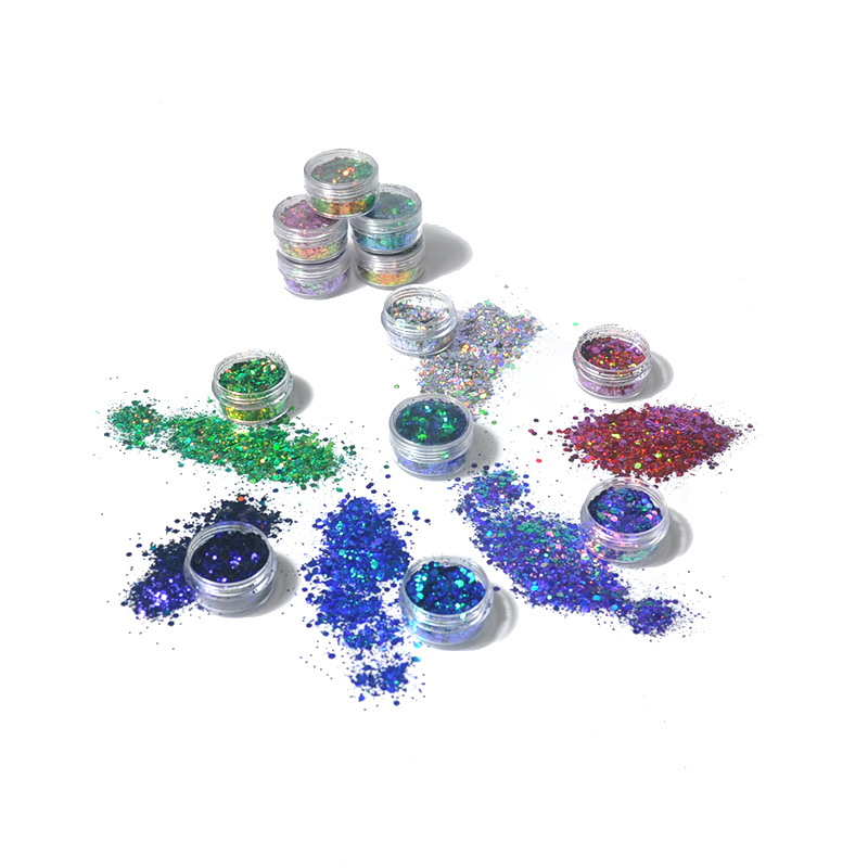 Non-Toxic Holographic Color Loose Glitter Flakes Cosmetic Face Hair Chunky Glitter
