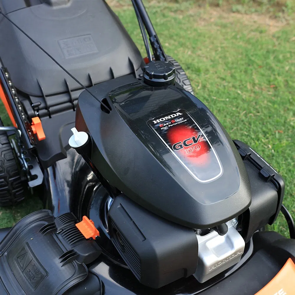 Yard Force Honda 167cc Self-Propelled Lawn Mower, 51cm (20") Steel Deck & 7-Level Cutting - 65L Hybrid Bag, Mulching/Side Discharge - GM H51