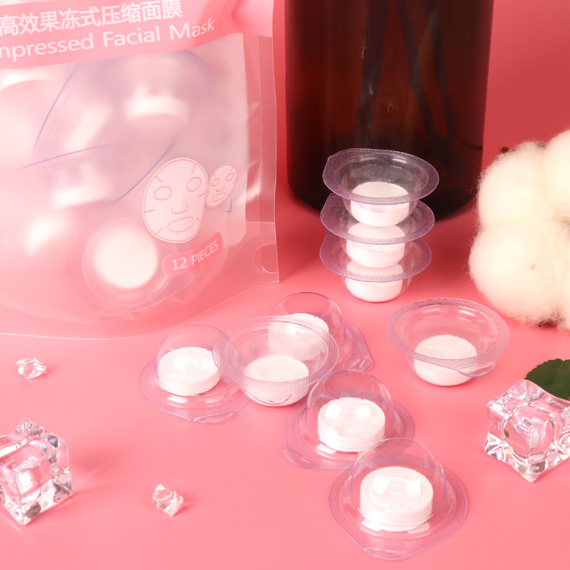 Jelly Cup Disposable Compressed Facial Mask in White Color - Sample Available