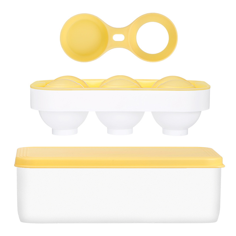 6 Cavity Silicone Large Ice Cube Tray with Lid Spoon Storage Box