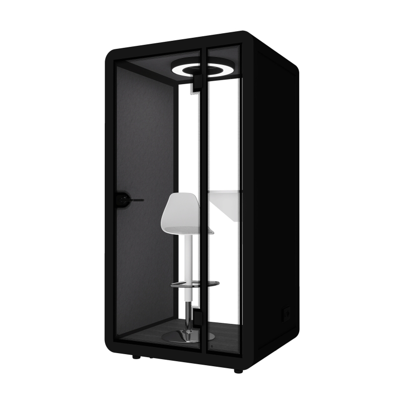 Acoustic Workstation Pod for Libraries with Integrated LED Lights and Air Circulation
