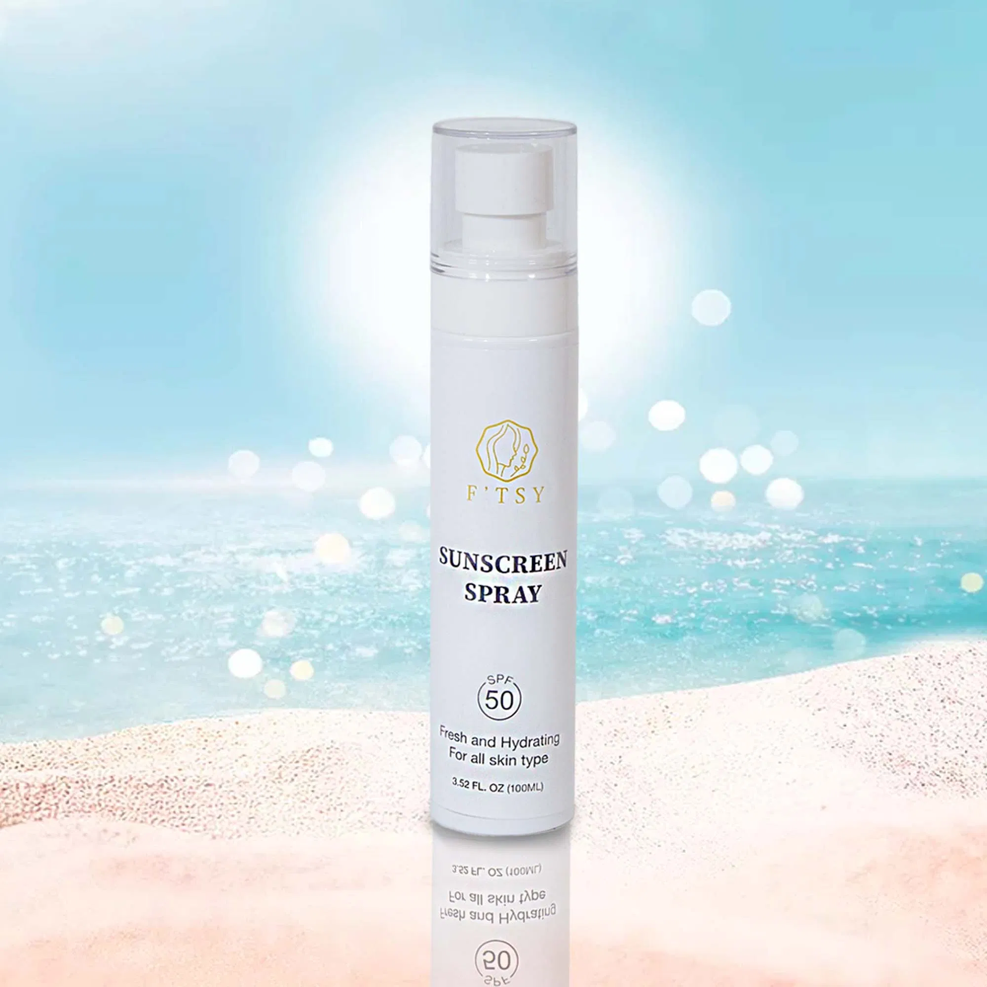 Hot Selling Custom Logo Vegan Natural Moisturizing Calming SPF 50 UVA UVB Protecting Sunscreen Face Mist Spray
