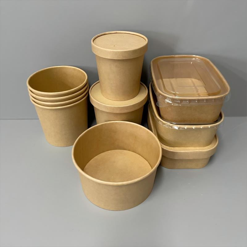Food Container Biodegradable Container Kraft Paper Bowl Salad Bowl Lunch Box