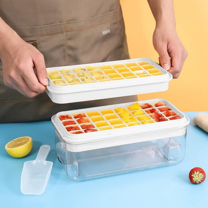 Ice Cube Tray with Lid Storage Bin for Freezer BPA Free