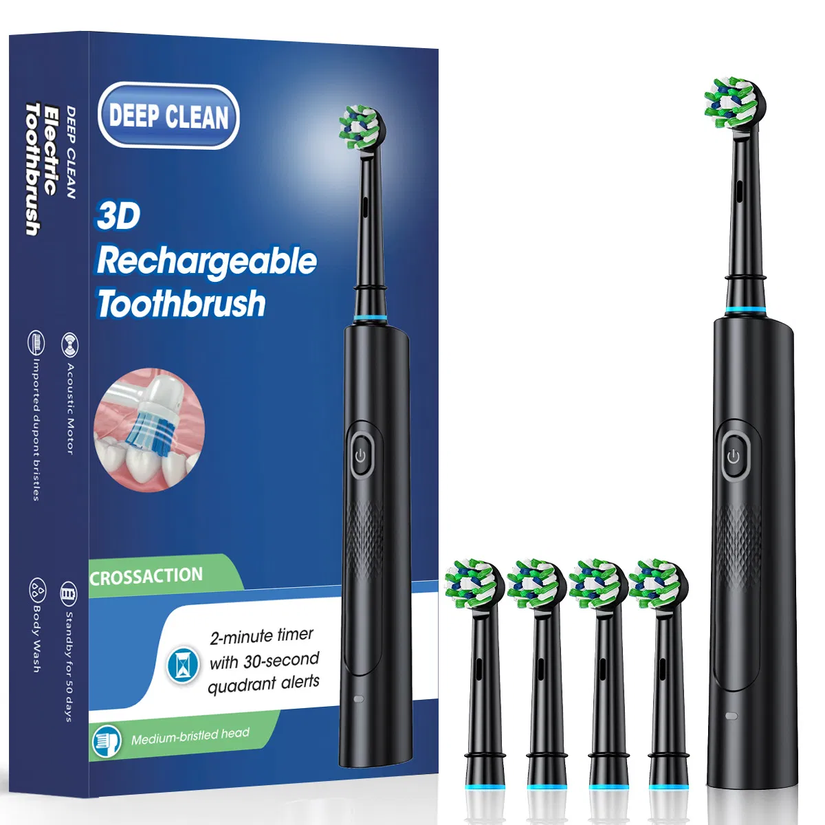 Electric Toothbrush Adult Soft Hair Household Rechargeable Waterproof Toothbrush Travel Box Toothbrush Head Set