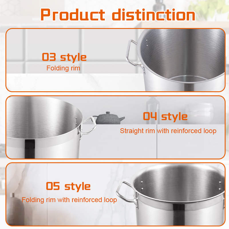 Daosheng Customized Large Easy to Clean Round Stainless Steel Lid Cooking Pot